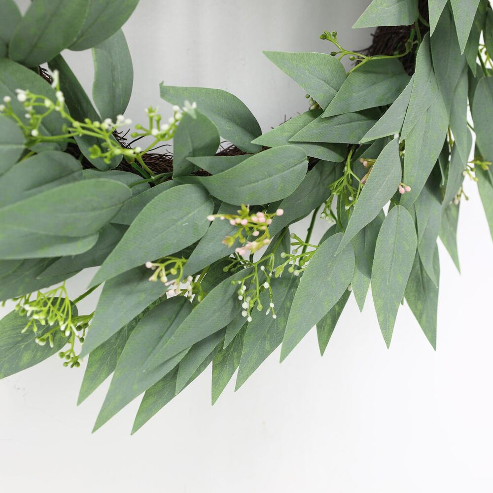 8086 Artificial Wreath, 23" Artificial Wreath for Front Door, Spring Green - Picture 6 of 8